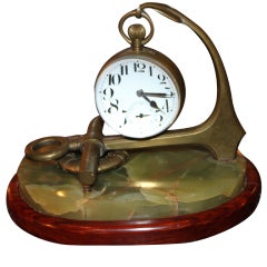 Antique Rare French Ball Clock on Nautical Theme Holder