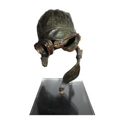 Retro Unusual Bronze WWI  Aviator Sculpture by John Battenberg