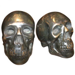 Pair of Austrian Bronze Skull Bookends ca. 1930