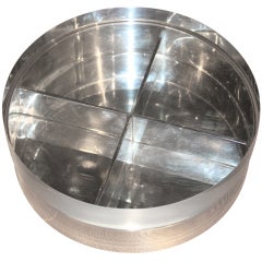 French Lucite and Silver Round Box