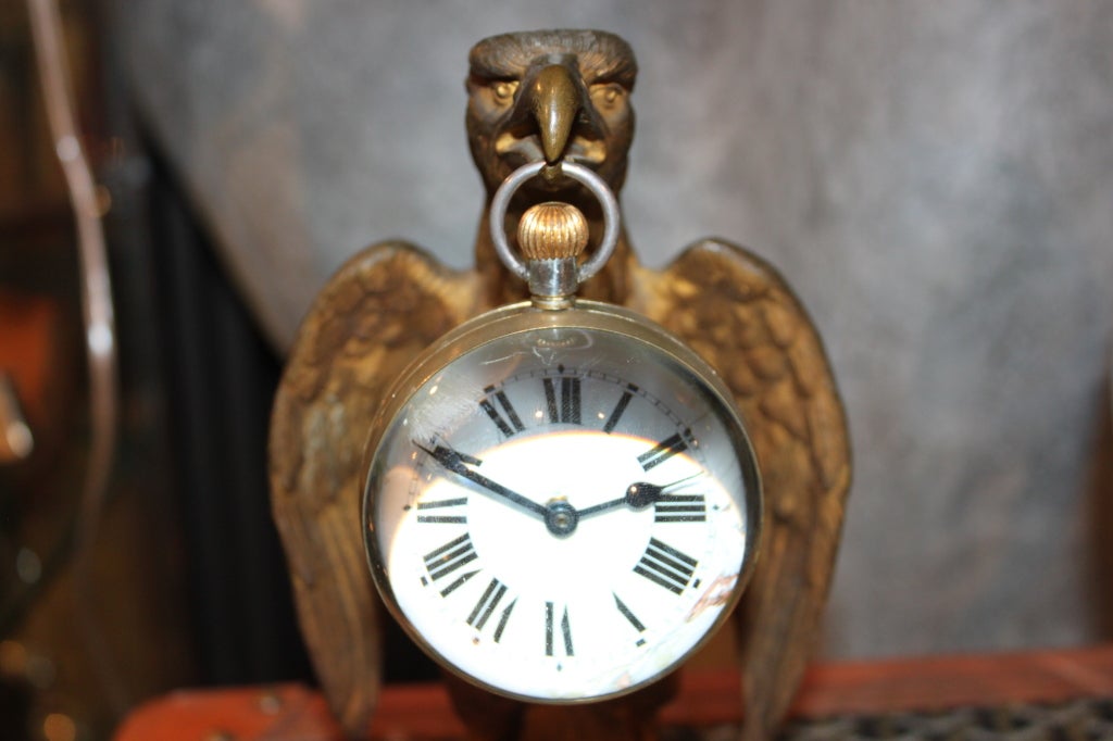 Glass Rare French Ball Clock on Eagle Theme Holder