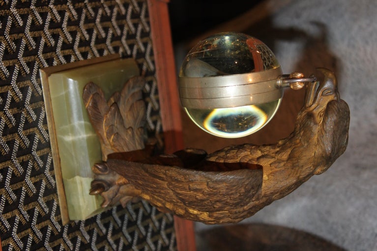 20th Century Rare French Ball Clock on Eagle Theme Holder