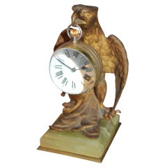 Rare French Ball Clock on Eagle Theme Holder