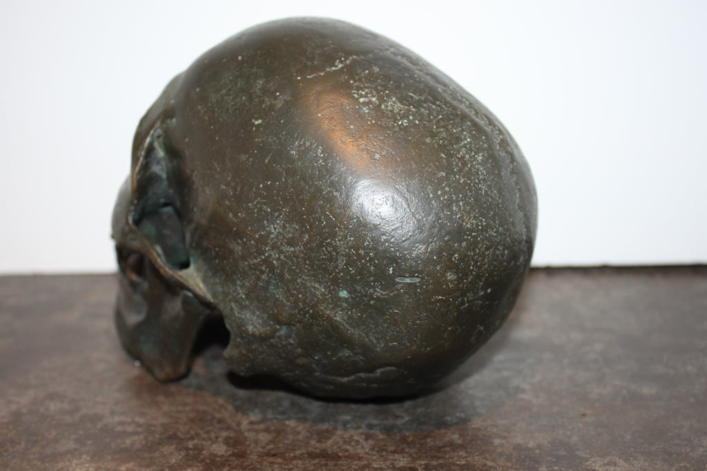 Early  20th Century American School Life Size Bronze Skull 1