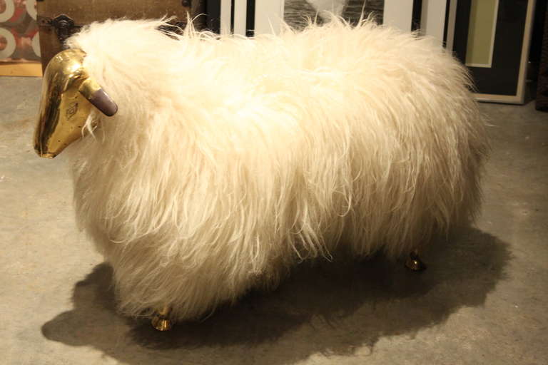 French A Fine School of Lalanne Sheep Stool - France circa 1970