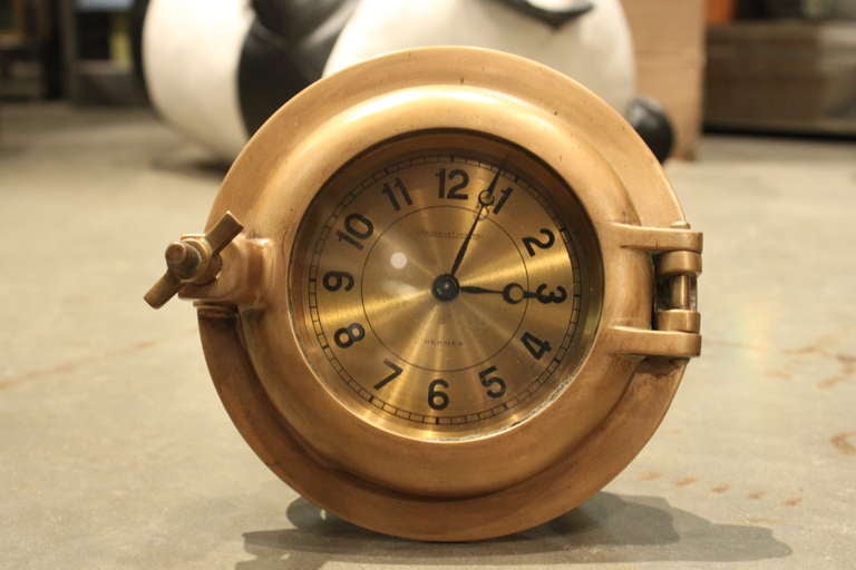 Great Hermes porthole clock made by Jaeger-LeCoultre. It is really heavy and beautiful quality.