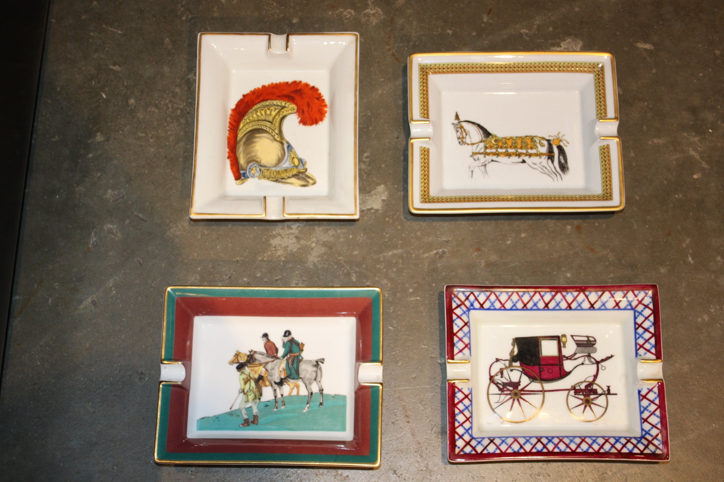 Collection of Hand-Painted Hermes Ashtrays For Sale
