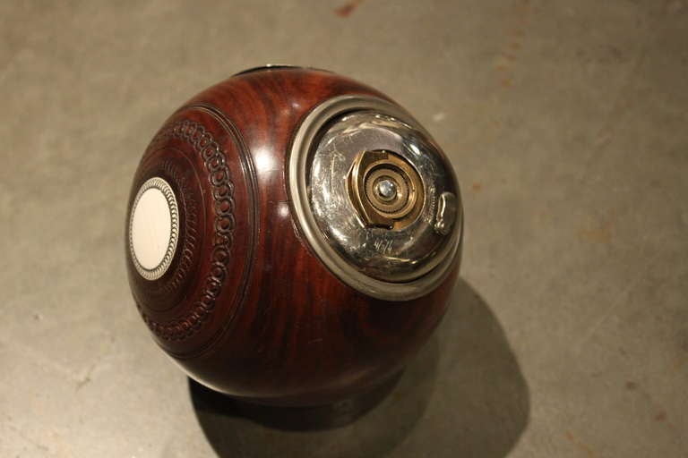 20th Century An Unusual Lignum wood and silver Trophy Lawn Ball Form Ball 8 day Clock  
