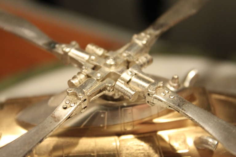 An Incredible Sterling and gilt helicopter on marble base by Garrard of London 2
