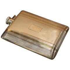 Cartier Art Deco Sterling and Bi-Color 14kt. Gold Flask