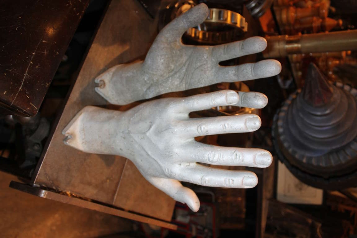 Giant Cast Aluminum Hands Circa 1950 2