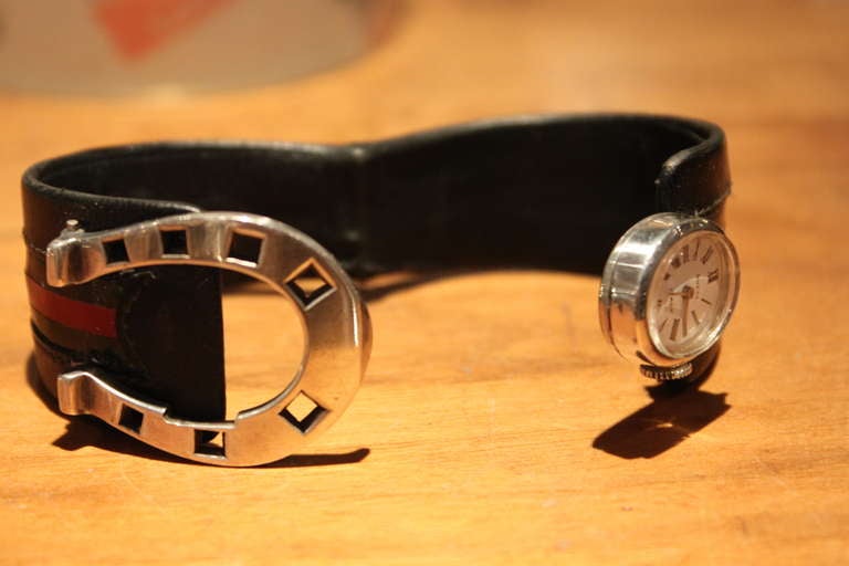 Extremely Rare Gucci Sterling Horseshoe Form Watch 1970 In Excellent Condition In New York, NY