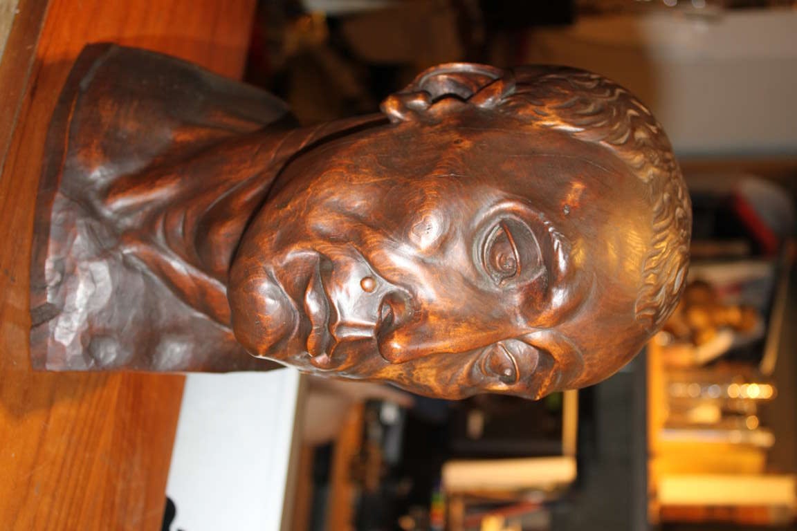 Fine Life Size 19th Century Wood Carving of Dante In Excellent Condition In New York, NY