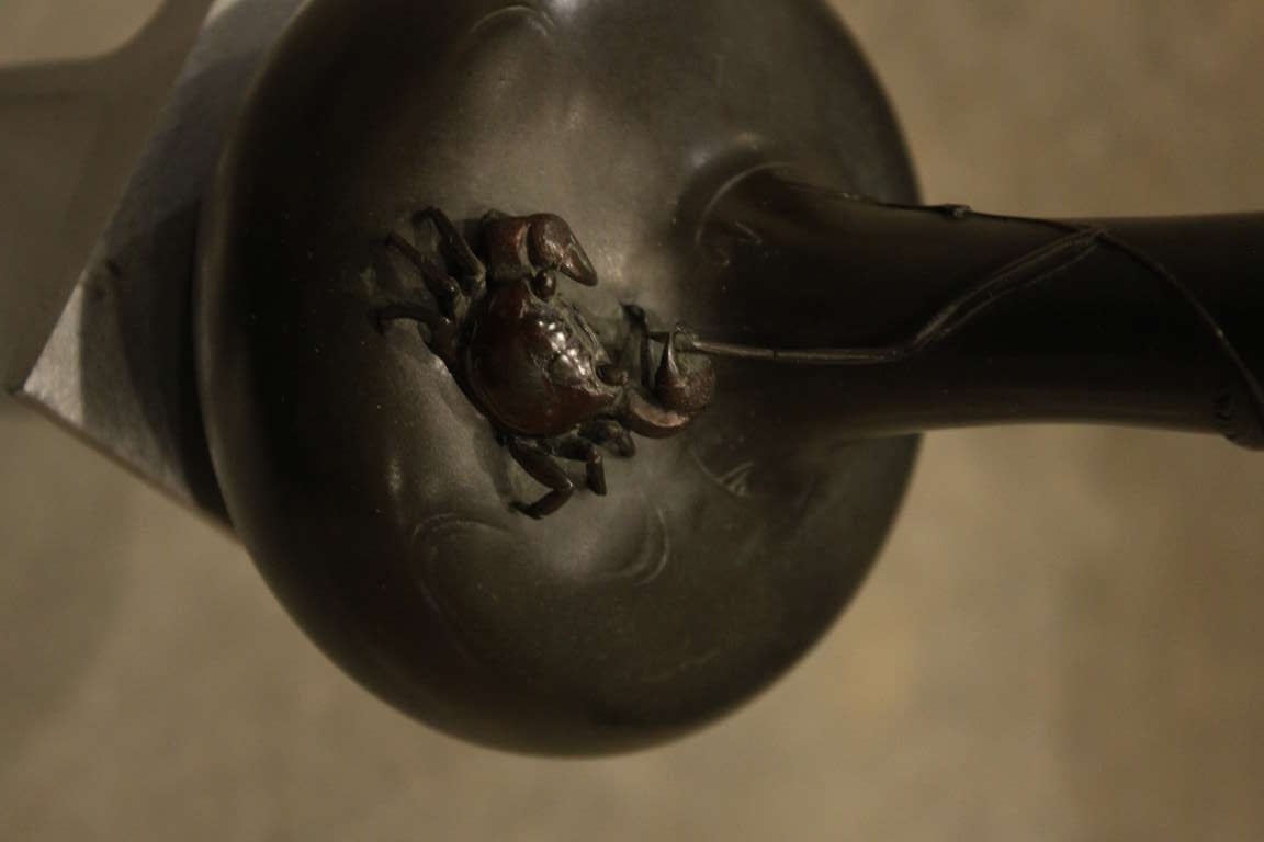 Japanese A Fine Meiji Period Crab Motif Bronze Vase