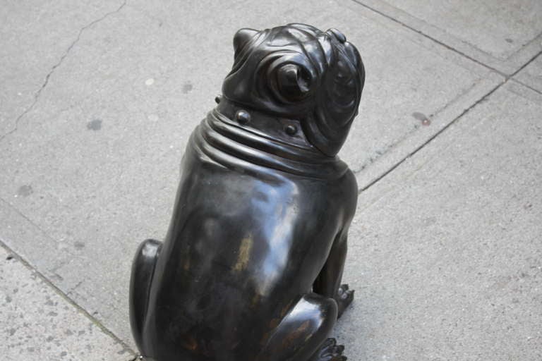 French Giant Bronze Bulldog Scupture For Sale