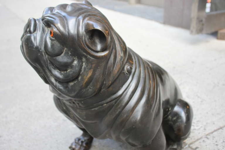 Giant Bronze Bulldog Scupture In Good Condition For Sale In New York, NY