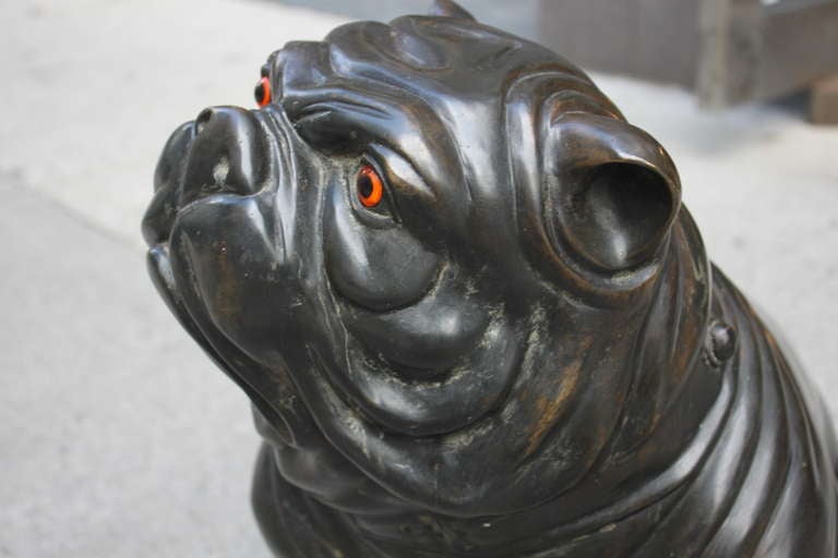 Mid-20th Century Giant Bronze Bulldog Scupture For Sale