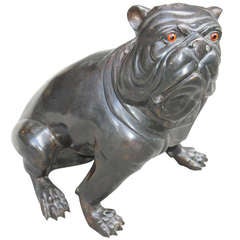 Giant Bronze Bulldog Scupture