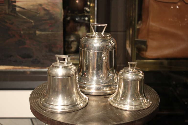 British Asprey Sterling Bell Form Boxes For Sale