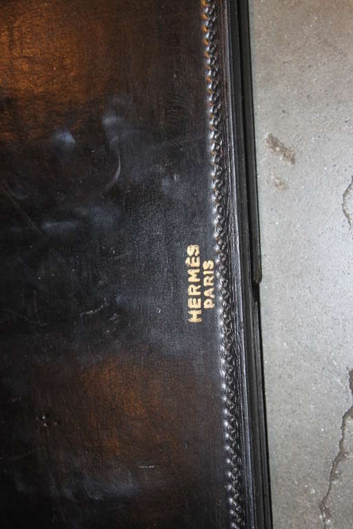Hermes leather and nickel desk blotter by Paul Dupre- Lafon 1940 In Good Condition In New York, NY
