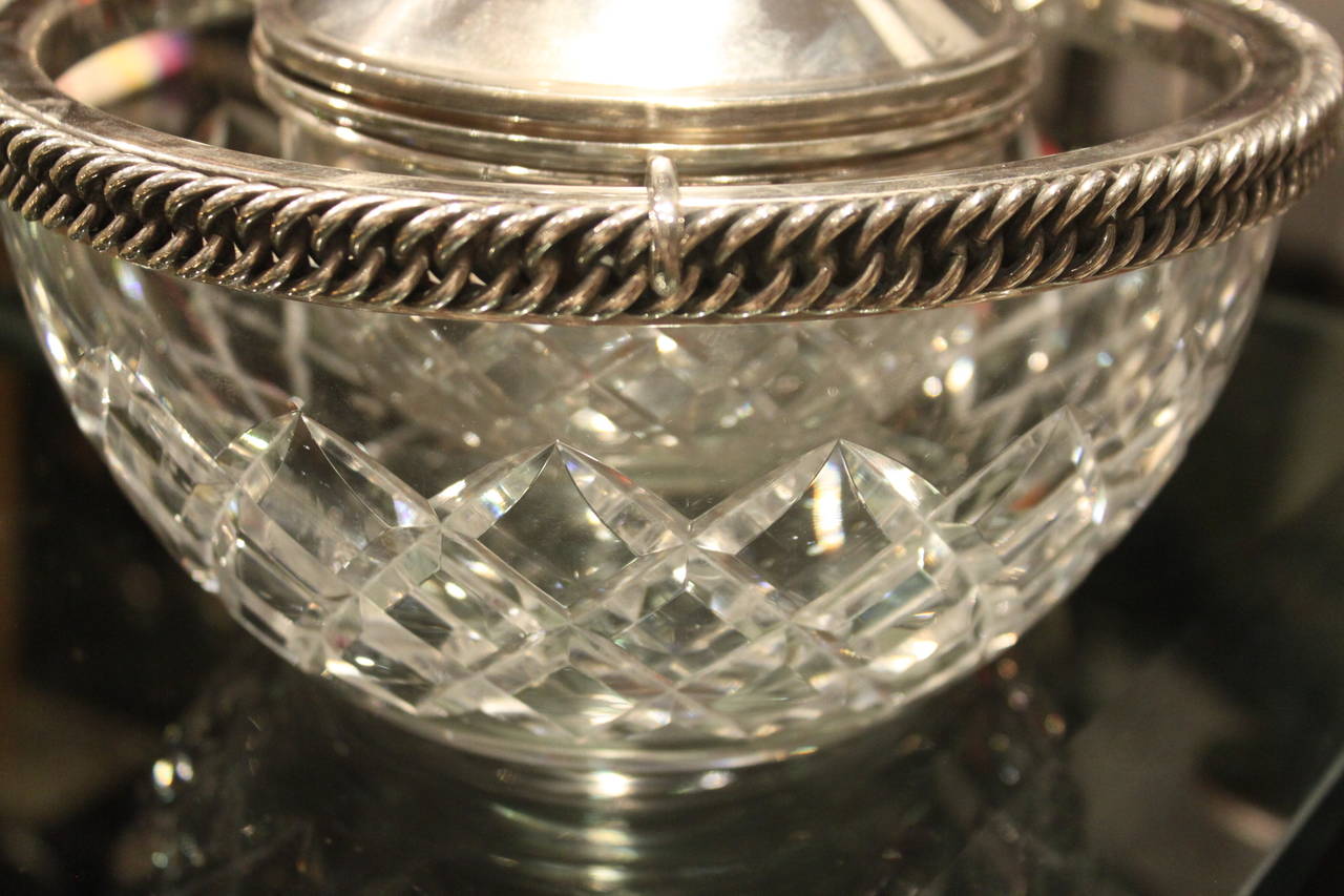 French Hermès Sterling and Baccarat Crystal Caviar Service For Sale