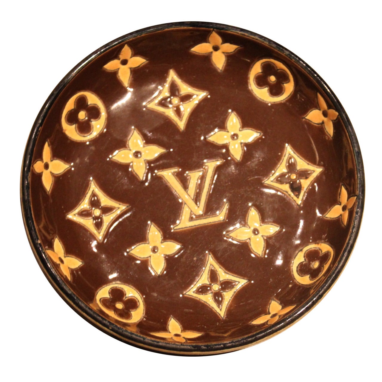 A Fine Louis Vuitton Ceramic Ashtray by Longwy France 1940 For Sale