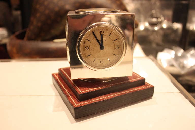 Hermes Dupre Lafon Crocodile Cube Clock For Sale at 1stDibs