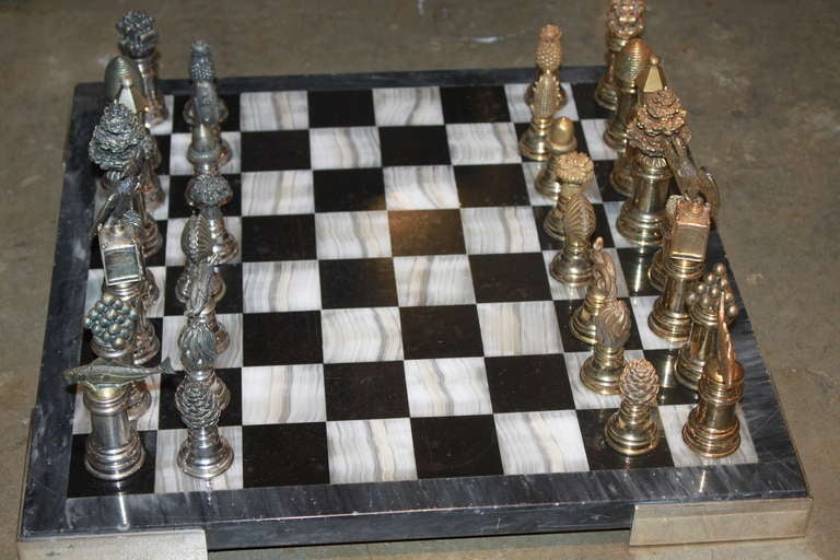 American A Fine Cartier Custom Order Sterling Silver Chess Set 1950
