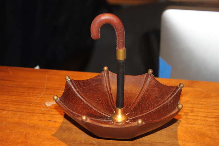 Super rare Hermes figural Catchall. Its rose wood ,brass and leather. We have only seen it once before.