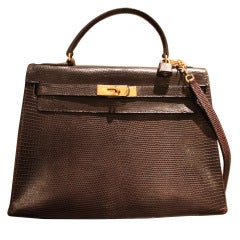 Hermes Kelly Bag in Brown Lizard 32cm