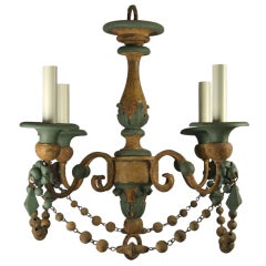 Circa 1920's Wood French Chandelier
