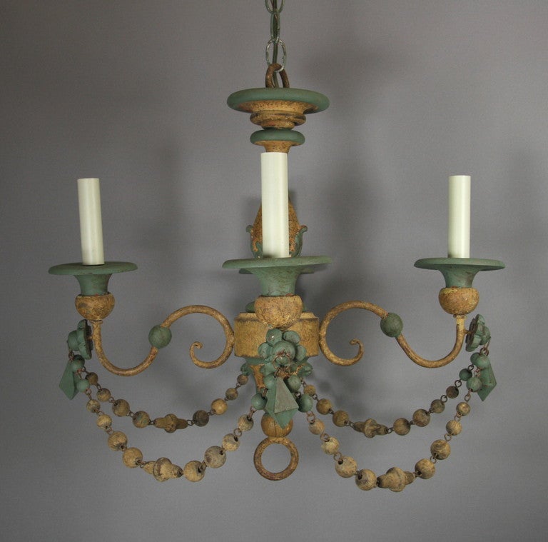 Circa 1920's Wood French Chandelier