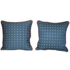 Pair Prussian blue daisy pillow