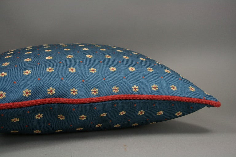 Mid-20th Century Pair Prussian blue daisy pillow