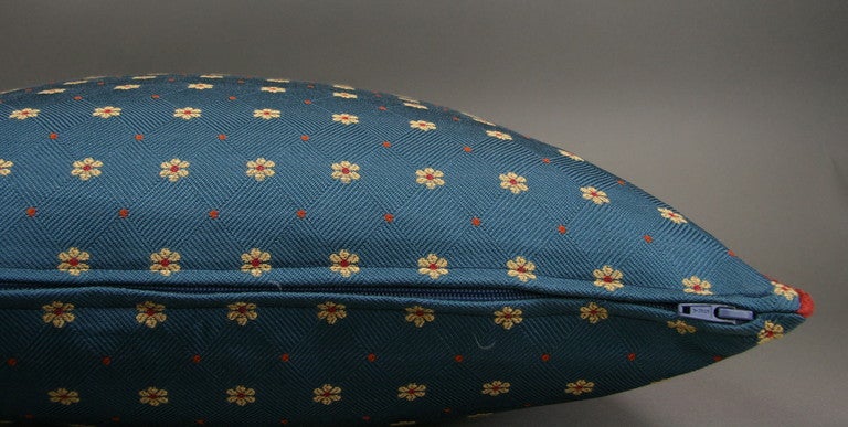 Feathers Pair Prussian blue daisy pillow