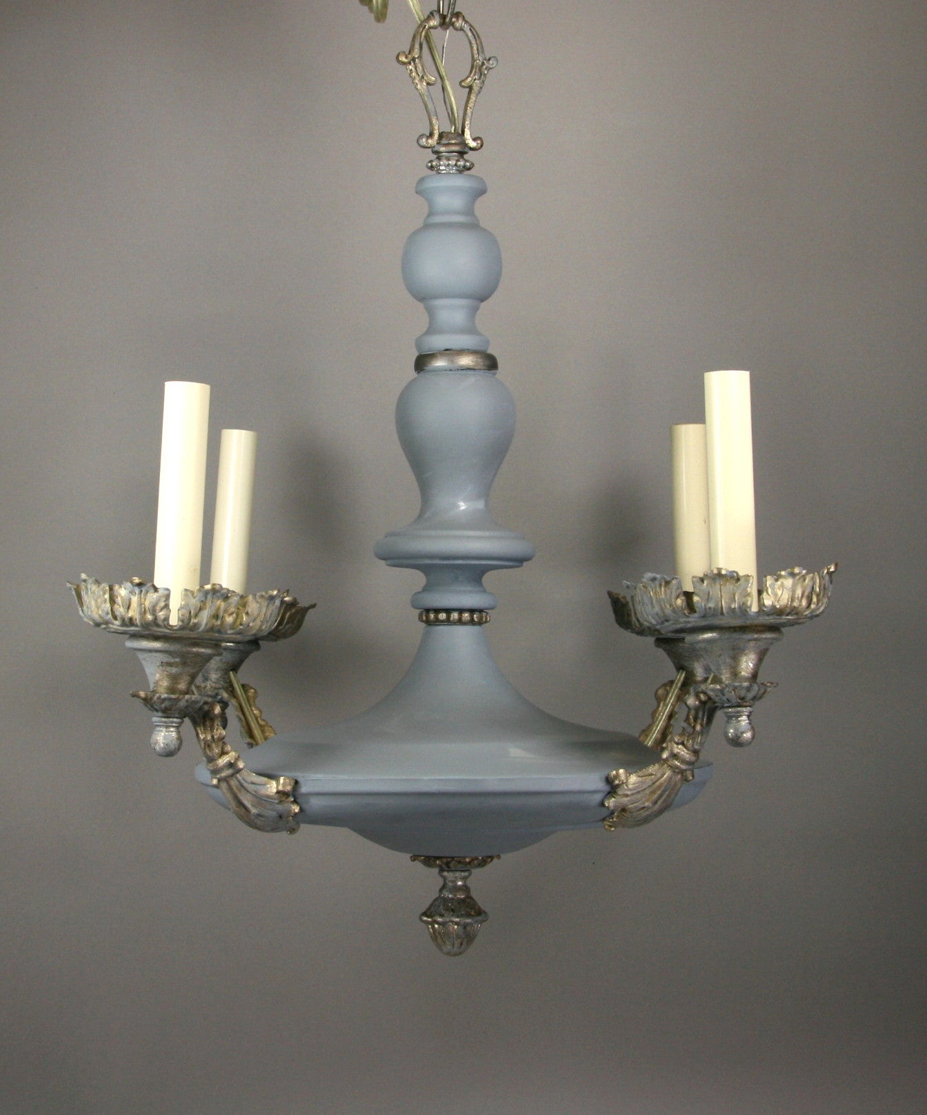 Circa 1920's  Pale Blue Foliate Ceiling Fixture(2available)