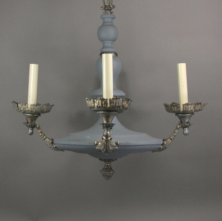 American Circa 1920's  Pale Blue Foliate Ceiling Fixture(2available)