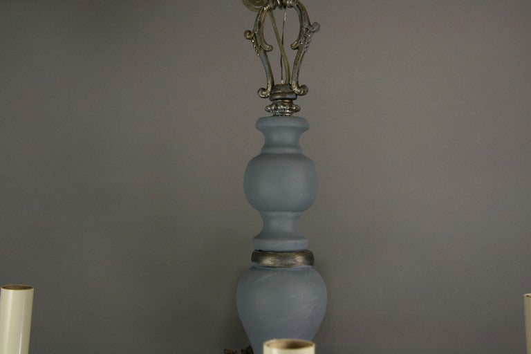 20th Century Circa 1920's  Pale Blue Foliate Ceiling Fixture(2available)
