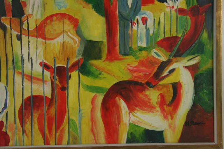 At the Zoo Oil Painting For Sale at 1stdibs