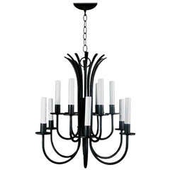 ON SALE 1960s Black Modern Chandelier 8