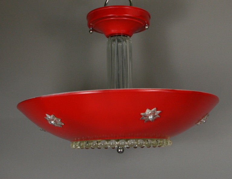 Late 20th Century Red Glass Ceiling Fixture