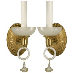Used Pair White Opaline Glass Sconce (2 Pair Available)