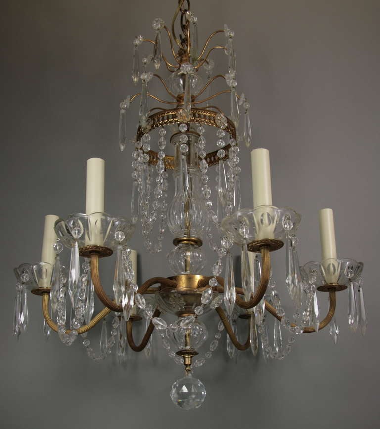 Crystal Beaded Chandelier In Good Condition In Douglas Manor, NY