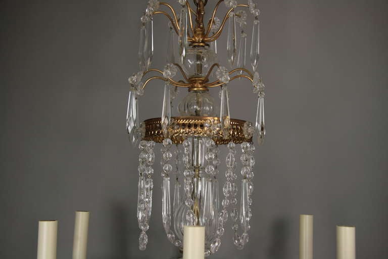 Mid-20th Century Crystal Beaded Chandelier