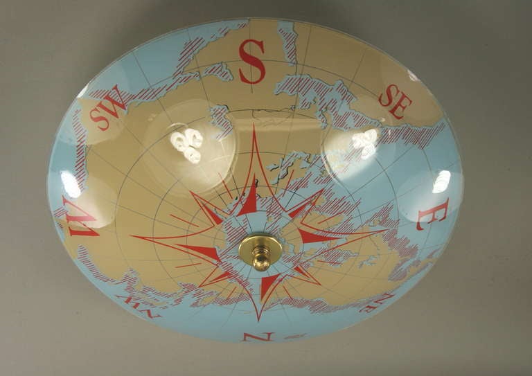 #1-2884 A map glass flush mount three light.
Three 60 watt bulb base.
Hardware can be changed
ON SALE Regular price $1475 now $975 net