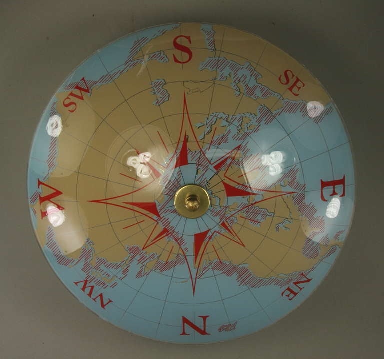 ON SALE Map Glass Flush Mount In Good Condition In Douglas Manor, NY