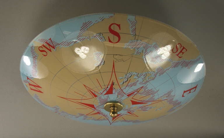 Mid-20th Century ON SALE Map Glass Flush Mount