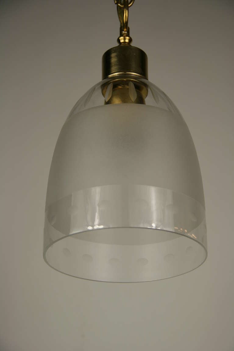 Clear Frosted Glass Pendant For Sale at 1stdibs