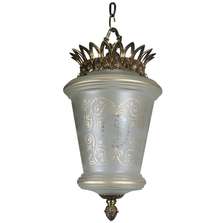 French Frosted Glass Pendants(2 available) For Sale at 1stdibs