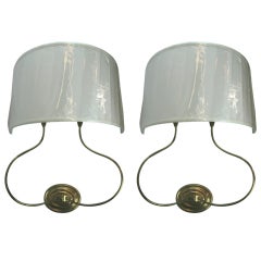 Pair Large Scale Brass Two Arm Wall Light